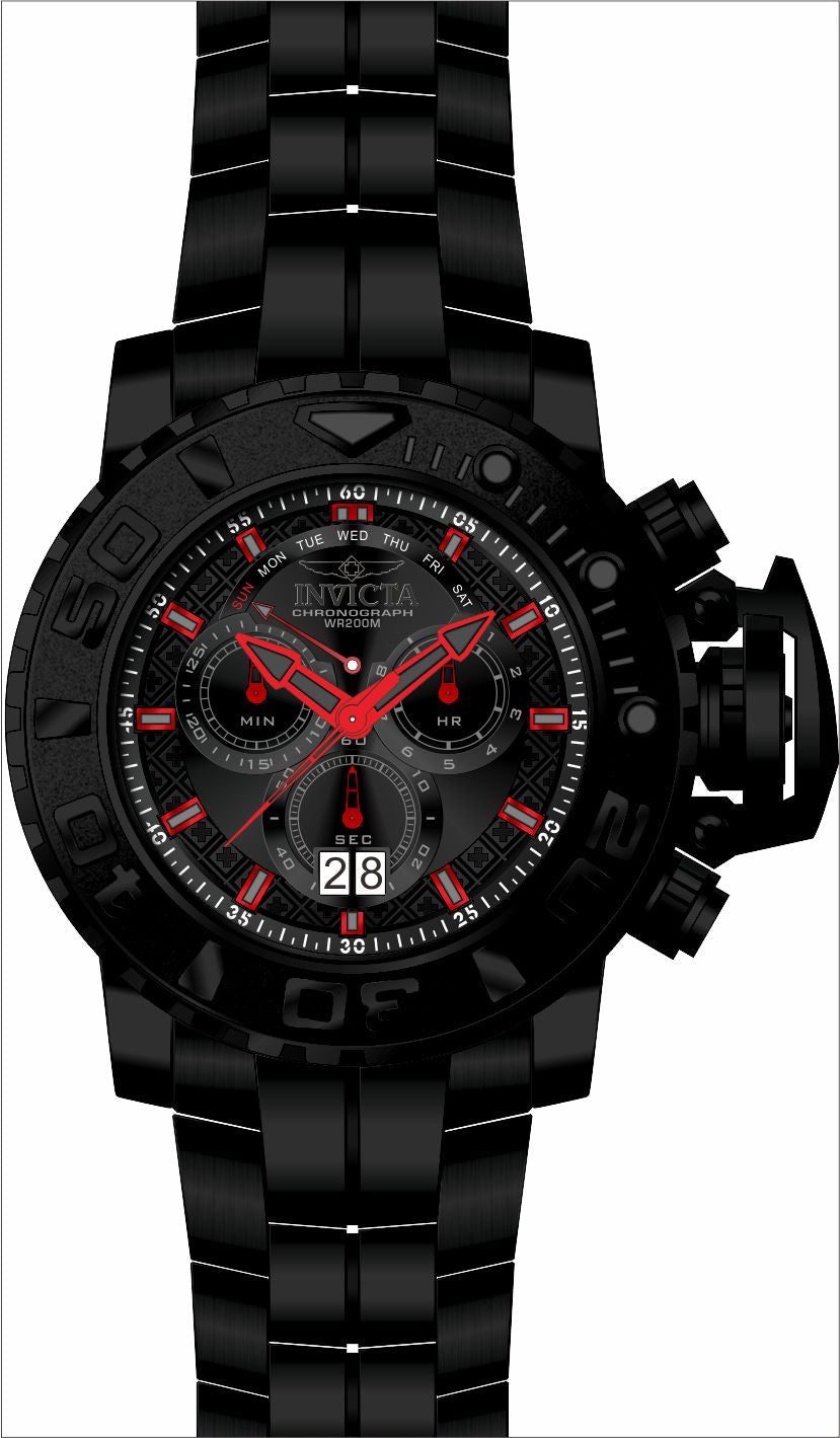 Band for Invicta Sea Hunter Men Black Label 27181