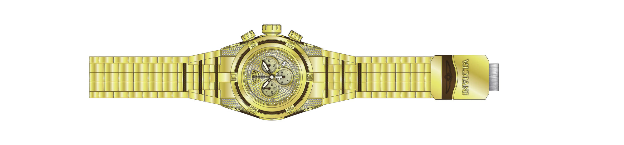 Band for Invicta Reserve Bolt Zeus Men Gold Label 38208