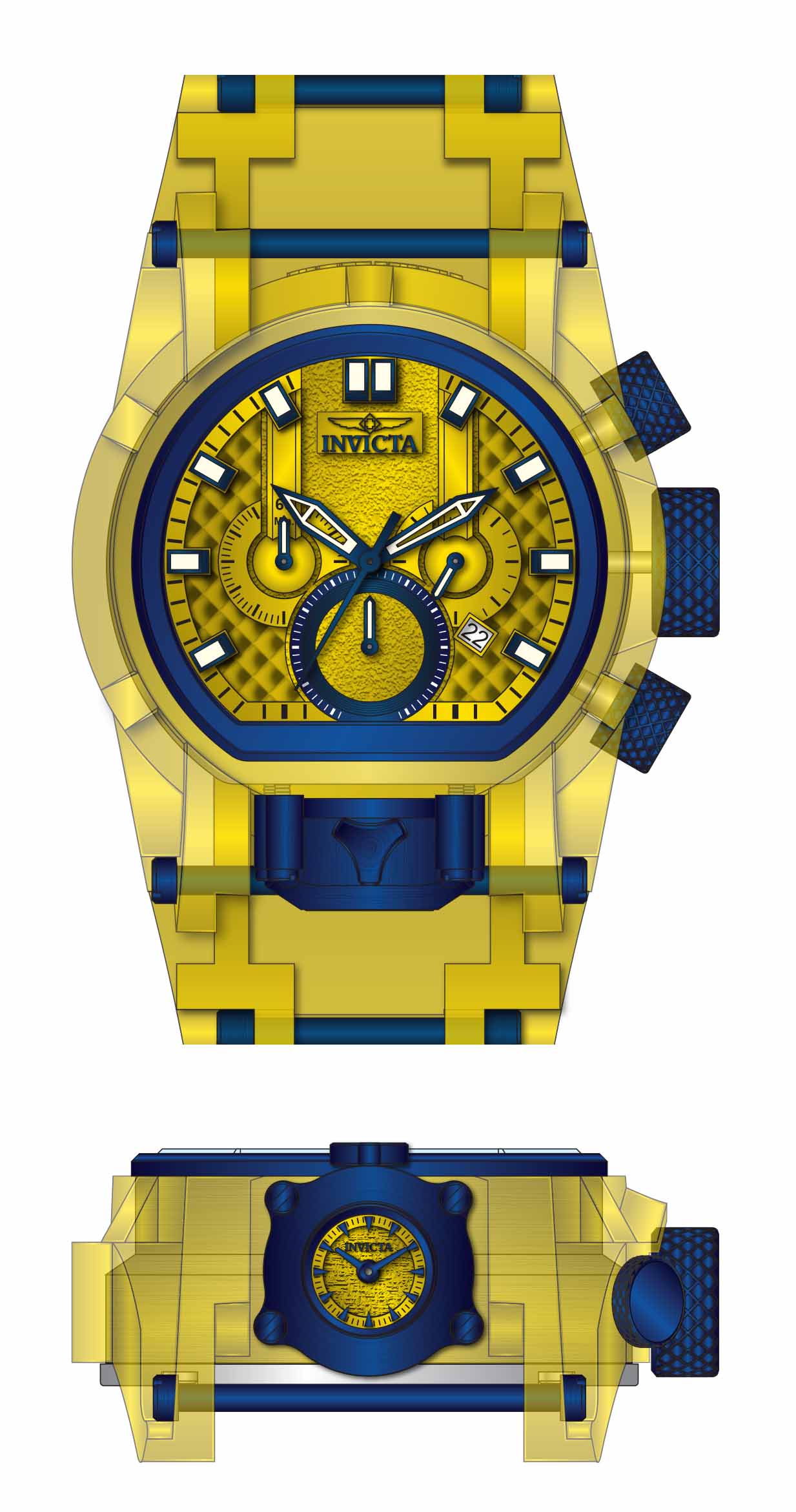 Band for Invicta Bolt Bolt Zeus Magnum Men 39472