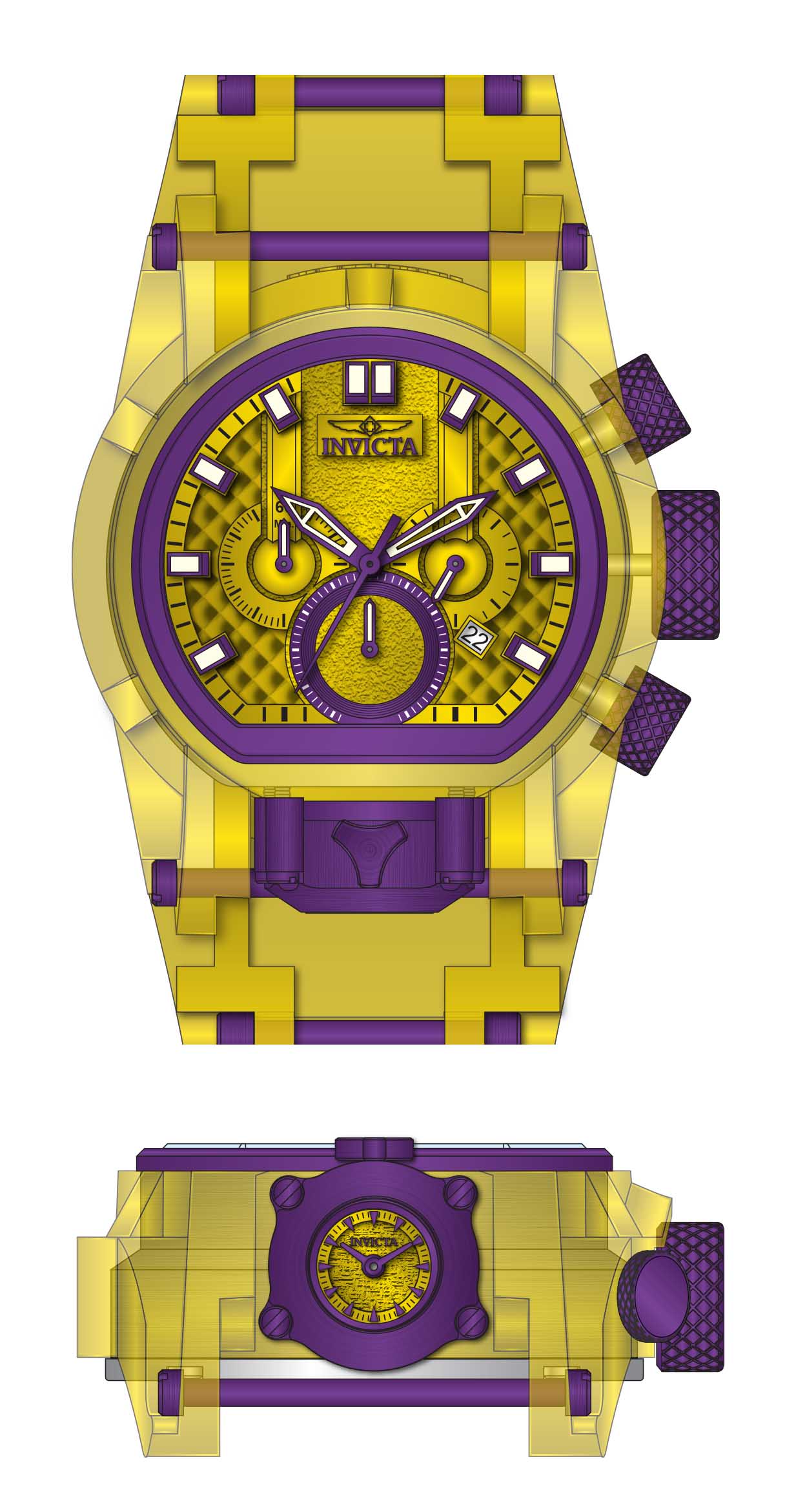 Band for Invicta Bolt Bolt Zeus Magnum Men 39473